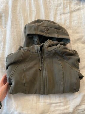 Lululemon Olive Green Hooded Zip-Up Scuba